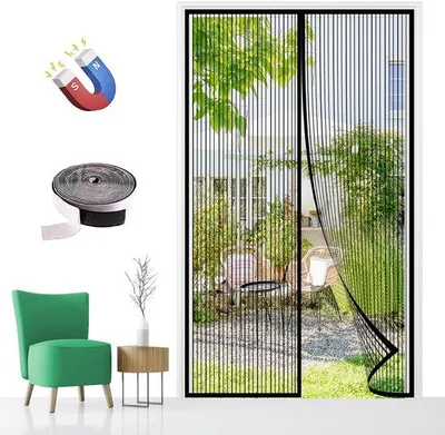 Obrázok produktu pre Magnetická sieťka proti hmyzu na dvere, čierna, 70 x 200 cm, ochrana proti hmyzu
