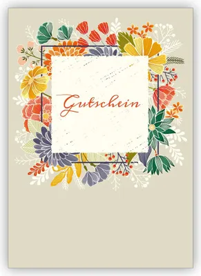 Produktbild von 4x Elegante Gutschein Grußkarte mit Blüten: Gutschein