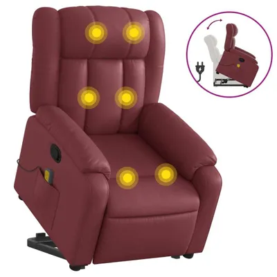 Produktbild von Massagesessel mit Aufstehhilfe Weinrot Kunstleder