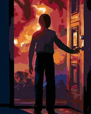 Obrázok produktu pre Zuty - Maľovanie podľa čísel - STRANGER THINGS - WILL BYERS VO DVERÁCH A MOZGOŽRÚT, 40x50 cm, vypnuté plátno na rám