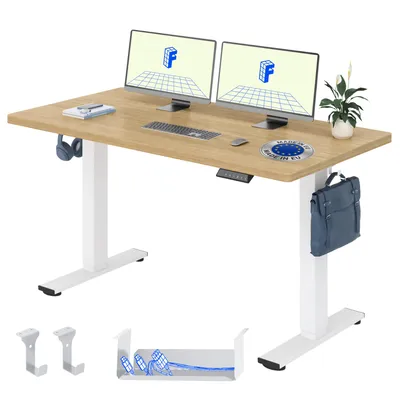 Produktbild von FLEXISPOT EN1 Höhenverstellbarer Schreibtisch EU 160x80cm, 25MM Einteilige Tischplatte, 100 kg Tragkraft, 4 Memory-Funktion, Natur-Eiche Optik