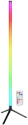 Produktbild von Grundig Mehrfarbige Stehlampe mit Dreibein-Stativ - Dimmbar per Fernbedienung - RGB Warmweiß Licht - Musiksensor - App-Steuerung per Bluetooth - 60 LEDs - 120 cm Höhe - Weiß