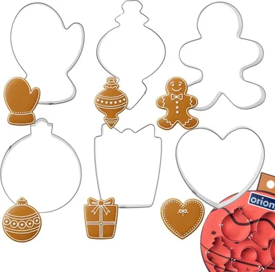 Produktbild von Orion | Ausstechformen Set - 6 Stück - Edelstahl - Weihnachtsmotive - für Keks und Lebkuchen - Spülmaschinenfest
