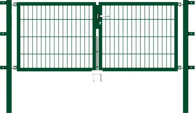 Produktbild von Alberts Doppeltor Flexo mit Zubehör, zum Einbetonieren, grün, Breite 200 cm, Höhe 80 cm
