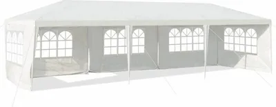 Image de Gloriette de jardin COSTWAY OP3935WH avec 5 parois latérales amovibles, protection UV, pliable, blanc, 3 x 9 m - A