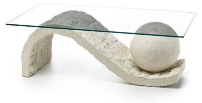 Produktbild von Onda - Couchtisch (120 x 70 - transparent) aus beigem gehärtetem Glas