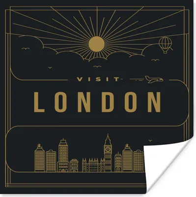 Produktbild von MuchoWow® Poster Stadtbild London - schwarz 100x100 cm - Babyzimmer