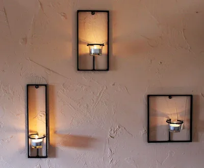 Obrázek produktu pro Nástěnný držák na svíčky Carré 3dílný nástěnný držák na svíčky Kovový držák na svíčky Tealight