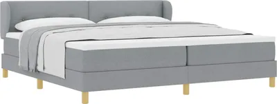 Zdjęcie produktu dla vidaXL Łóżko sprężynowe z materacem jasnoszare 200 x 200 cm tkanina