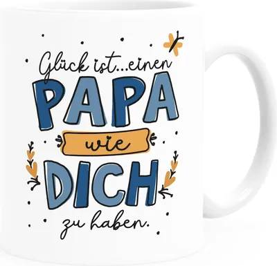Produktbild von Kaffee-Tasse Spruch Glück ist einen Papa wie dich zu haben Geschenk Vatertag Dankeschön SpecialMe® Uni-Weiß Keramik-Tasse