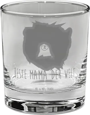 Produktbild von Mr. & Mrs. Panda Tumbler Glas Bär Königin - Transparent - Geschenk, Whiskyglas, Lieblingsmensch, Bourbon, Muttertag, Mutter, Gravur, Mom, Scotch, Beste Mama, Teddy