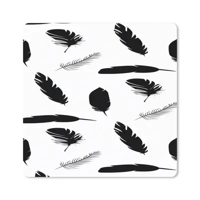 Produktbild von MuchoWow® Mauspad Mousepad Federn - Schwarz und weiß - Muster 30x30 cm - Mousepads - Maus Mat - Pad - Mausunterlage - Gaming