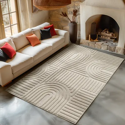 Produktbild von Carpetsale24 Koberec s vysokým vlasem do obývacího pokoje Skandinávský boho design 3D optika koberec huňatý měkký rozměr 280x370 cm