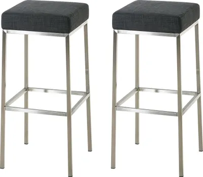 Produktbild von 2er Set Barhocker BIDAN - Stoff Dunkelgrau 37x37x85 cm | Barstuhl Mit Lehne Tresenhocker Tresenstuhl Kneipenhocker Kneipenstuhl