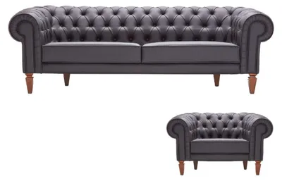 Produktbild von Chesterfield 3-Sitzer Sofa Sessel Couch Sofa Couchen 1 Sitzer Einsitzer Leder