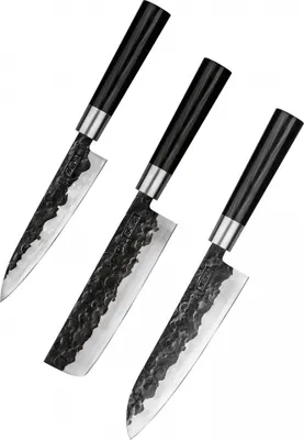 Produktbild von Samura Blacksmith Set aus 3 Küchenmessern Messerset Kochmesser Messer Set scharf