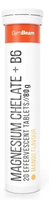Produktbild von GymBeam - Magnesiumchelat + B6 Brausetabletten, 20 Tabletten, Mango