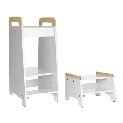 Produktbild von 2 in 1 Montessori Lentrum ab 1 Jahre für Kinder,Küchenhelfer und Tritthocker Multifunktionaler Hocker für Bad und Küche,Toilettenhocker