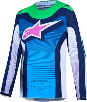 Immagine prodotto di Maglia da motocross Alpinestars Supertech Maven, taglia L, colore bianco/blu/verde