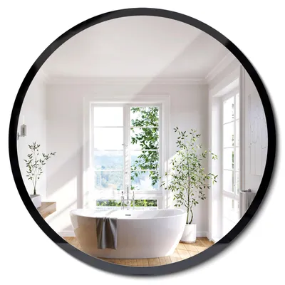 Produktbild von Runder Wandspiegel Loft Mit Schwarzem Rahmen – Ø 100 cm
