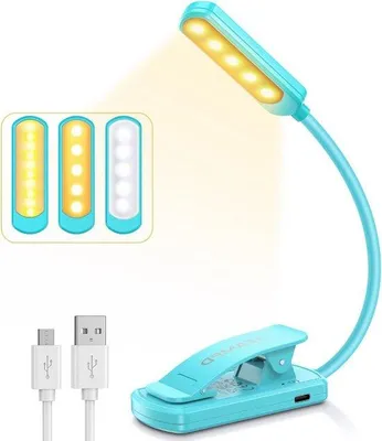 Obrázek produktu pro Boeklamp LED – Čtecí lampička s ochranou zraku – Ideální pro čtení v posteli – 3 úrovně jasu – 10 LED diod – Modrá barva