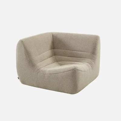 Produktbild von sweeek - Ecksessel mit strukturiertem Bouclé-Bezug, 1-Sitzer - Beige