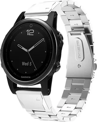 Produktbild von Strap-it Stahlarmband - Kompatibel mit Garmin Fenix 5s Armband Gliederarmband Edelstahl Faltschließe für Garmin Fenix 6s Armband Silber 20mm smartwatch