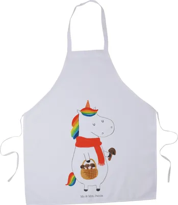 Produktbild von Mr. & Mrs. Panda Schürze Einhorn Pilz - Weiß - Geschenk, Kochschürze, Grill, Spruch, Küchenzubehör, Pilze, Unicorn, Einhörner, Motivation, Küchenschürze, Backschürze