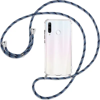Produktbild von Handykette Backcover-Schutzhülle mit Band (Metall silberfarben) für Huawei P30 Lite - Blautöne