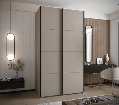 Obrázok produktu pre Dvojdverová skriňa SAMARA 1 - 130 cm, kašmír / čierna