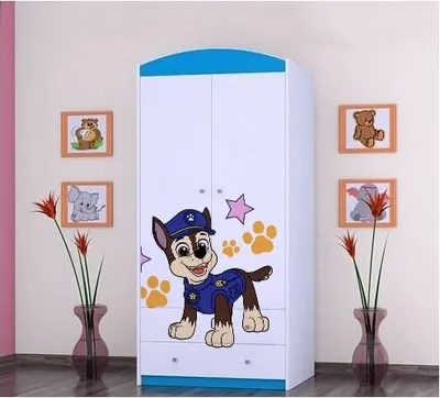 Produktbild von BDW Kinder Kleiderschrank, Kinderschrank Super Hunde Motiv Kinderzimmer, Blau