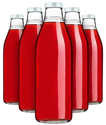 Obrázok produktu pre KADAX fľaša na džús 1 l + viečko Ø43 biela 5 ks.