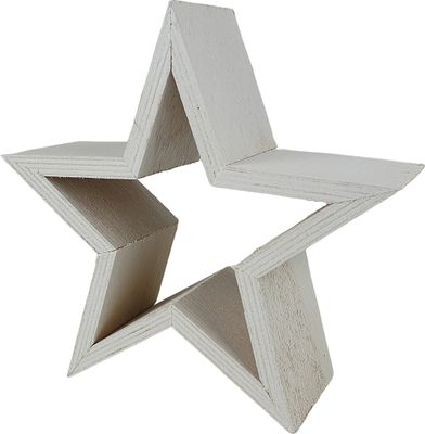 Deko Holzstern 17cm weiß Weihnachtsstern Fensterdeko Tischdeko