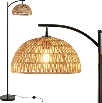 Zdjęcie produktu dla Lampa stojąca – oprawka E27 – 160 cm – papierowy klosz – przełącznik nożny – bez żarówki – czarna