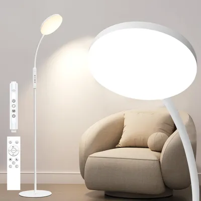 Zdjęcie produktu dla Lampa podłogowa do salonu biała lampa LED do czytania ściemnialna -20000 lux terapia światłem, 5 kolorów światła, 10 poziomów jasności, lampa podłogowa do pokoju dziecięcego kącik biurowy