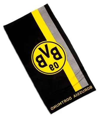 Produktbild von Badetuch/Duschtuch/Strandtuch mit Logo im Streifenmuster BVB 09 - Plus gratis Aufkleber Forever Dortmund