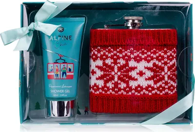 Immagine prodotto di Set regalo ALPINE CHIC: gel doccia, fiaschetta con rivestimento in tessuto