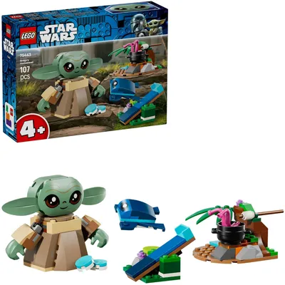 Produktbild von LEGO Star Wars 75443 Grogus Zuhause - Spielzeug mit Grogu Figur & Sorgan Frosch sowie Katapult & blauen Makronen - Geschenk für Jungen & Mädchen ab 4 Jahren und Fans von The Mandalorian