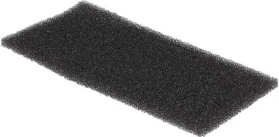 A black foam filter on a white background.