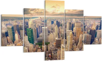 Produktbild von Bild auf Leinwand - Leinwandbild - Stadt Wolkenkratzer Amerika Innenstadt - 125x70cm - Wand Bild - Wanddeko - Leinwanddruck - Bilder - Kunstdruck - Leinwand bilder - Wandkunst - EA125x70-2638