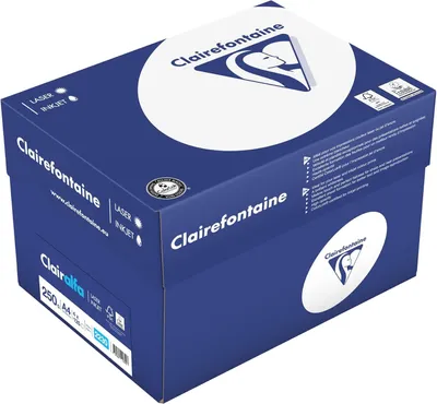 Produktbild von Clairefontaine 2230C - Karton mit 5 Ries Druckerpapier / Kopierpapier Clairalfa, extraweiß, DIN A4, 250g, 125 Blatt x 5, Weiß, 1 Karton