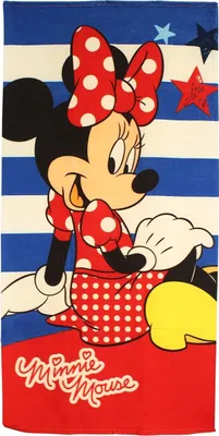Produktbild von Minnie Maus Mädchen XL Strandtuch Handtuch Badetuch Badehandtuch blau gestreift 70x140cm