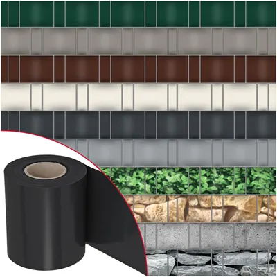 Produktbild von NOOR Sichtschutzstreifen PVC BLICKDICHT 19 cm x 35 m Anthrazit - 630 g/m² - für Doppelstabmattenzaun - inkl. 28 Klemmschienen, KI-generiertes Bild