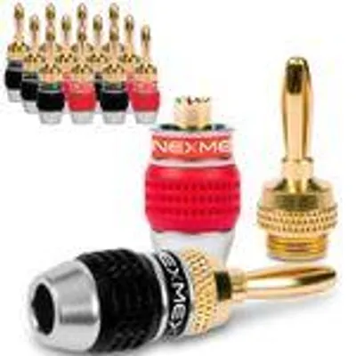Produktbild von NEXMEX Bananenstecker 4mm schraubbar vergoldet 14x Stecker für Lautsprecherkabel