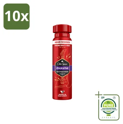Produktbild von 10 x Old Spice Deospray Rockstar 150 ml - Großpackung - 10 Stücke