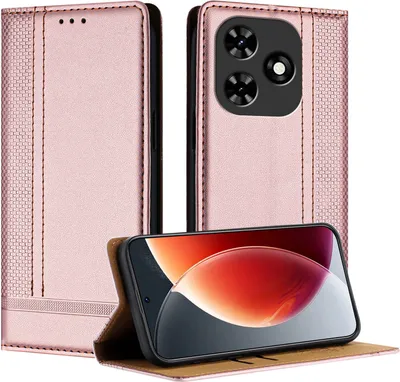 Produktbild von Handyhülle für Tecno Spark Go 2024 Leder Flip Klappbare Schutzhülle mit Standfunktion Pink