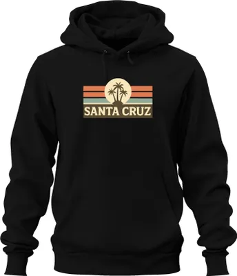 Produktbild von Santa Cruz Palmen Retro Sonnenuntergang Surfer Kalifornien Küste Uni Hoodie Kapuzenpullover, Schwarz, M