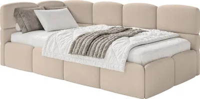 Produktbild von Selsey Cloudy – Jugendbett 120x200, Kopfteil links, Matratze & Bettkasten, Chenille Beige
