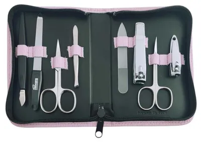 Produktbild von 8-teiliges Maniküre-Set Echtleder Etui · Solingen Instrumente · Germany Rosa