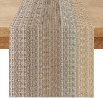 Imagen del producto de Alfombra para exteriores, con diseño de rayas beige y marrón, de 40 x 240 cm, ideal para la cocina